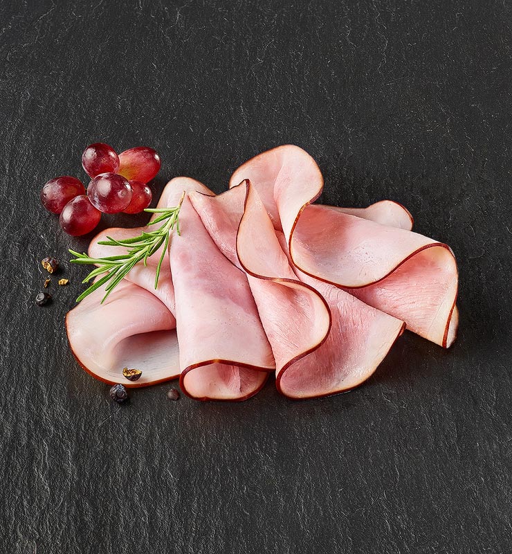 Rauchschinken in Scheiben gelegt